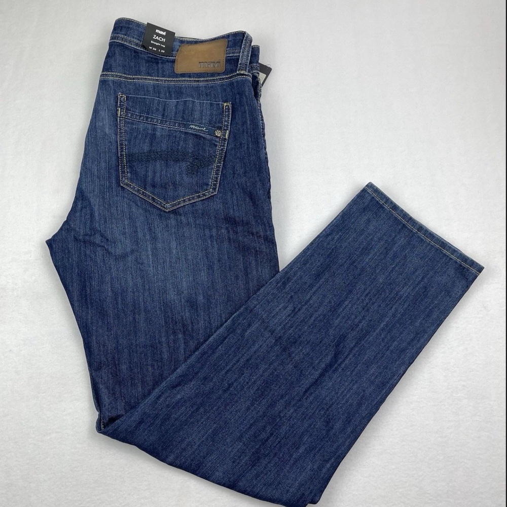 Mavi Jeans Men's Style Zach Dark Maui Straight Leg Blue Denim Size 36 X 32